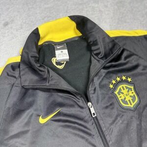 Brazil CBF Jacket Mens Small Black Yellow Nike Soccer Full Zip Track Top Brasil